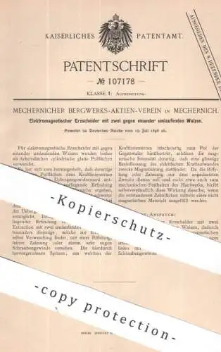 original Patent - Mechernicher Bergwerks Aktien Verein , Mechernich | 1898 | Elektromagnetischer Erzscheider | Erz Erze