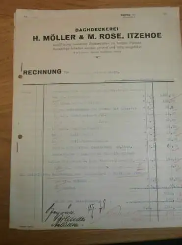 Dachdecker H. Möller & M. Rose in Itzehoe , 1936 , Firma A. Soetje & Stein , alte Dokumente !!!