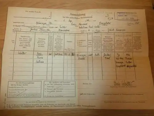 polizeiliche Behörde Hönningen b. Neuwied , 1949 , Dokument , Polizei , Iris Wolter , Geislar b. Beuel / Bonn !!!