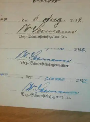 3x Quittung J. Seemann in Malchin i. Mecklenburg , 1932 , Schonsteinfeger, alte Rechnung !!!