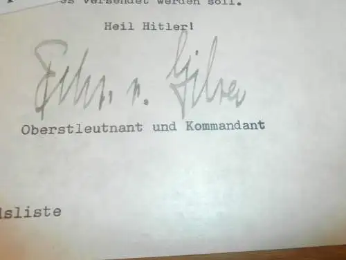 Dokument - Olympisches Dorf 1936 - Alt Rehse , Freiherr von Gilsa Autograph , Olympia , Olympiade , Führerschule , SS !!