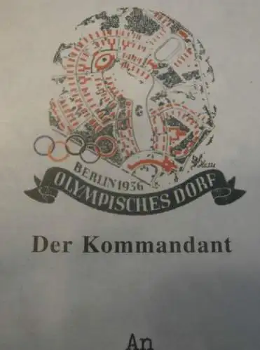 Dokument - Olympisches Dorf 1936 - Alt Rehse , Freiherr von Gilsa Autograph , Olympia , Olympiade , Führerschule , SS !!