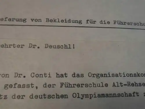Dokument - Olympisches Dorf 1936 - Alt Rehse , Freiherr von Gilsa Autograph , Olympia , Olympiade , Führerschule , SS !!