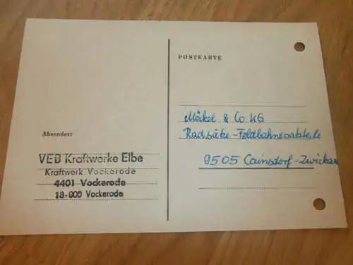 VEB Kraftwerke Elbe in Vockerode / Oranienbaum Wörlitz , 1972, Ganzsache , Reklame / Werbung , Ansichtskarte , Postkarte