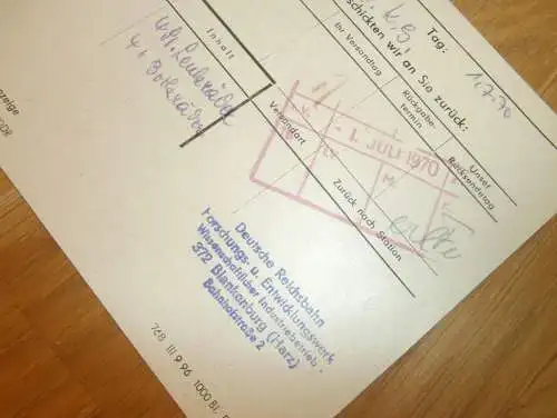 Deutsche Reichsbahn - Forschungswerk in Blankenburg , 1970 , Ganzsache , Reklame / Werbung , Ansichtskarte , Postkarte