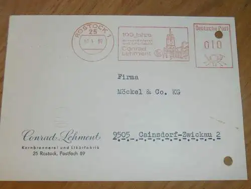 Brennerei - Conrad Lehment in Rostock , 1969 , Ganzsache , Reklame / Werbung , Ansichtskarte , Postkarte