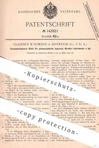original Patent - Clarence W. Howard , Kirkwood , Illinois , USA | 1902 | Zusammenlegbares Stativ | Fotografie , Kamera