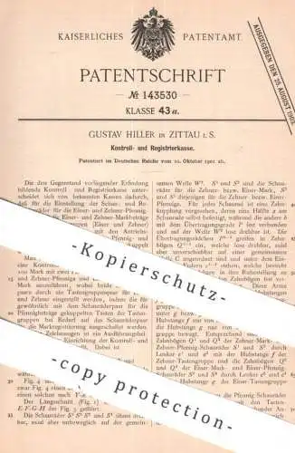 original Patent - Gustav Hiller , Zittau i. S. | 1901 | Kontrollkasse , Registrierkasse , Kasse | Kassen , Geldkasse