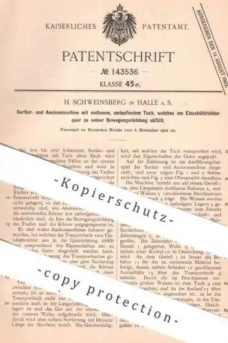 original Patent - H. Schweinsberg , Halle / Saale | 1902 | Sortiermaschine , Auslesmaschine | Sortieren & Auslesen !!