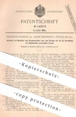 original Patent - Heinrich Dorsch , Jakob Heinrich , Fürth , Bayern | 1902 | Herst. von Blattmetall | Metall , Blattgold
