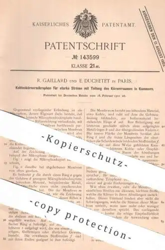 original Patent - R. Gaillard , E. Ducretet , Paris , Frankreich | 1902 | Kohlenkörnermikrophon | Kohlenkörner Mikrophon