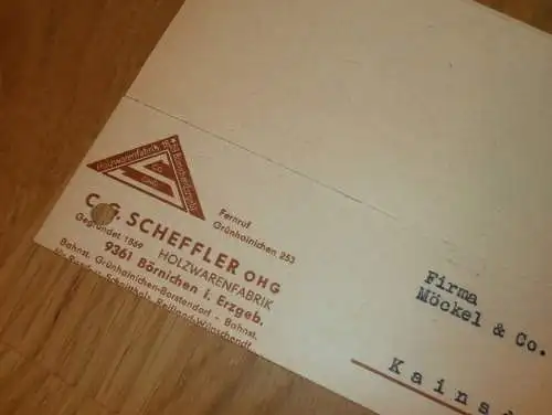 Holzfabrik - C. Scheffler in Börniche i. Erzgebirge , Grünhainichen 1970 , Reklame / Werbung , Ansichtskarte , Postkarte