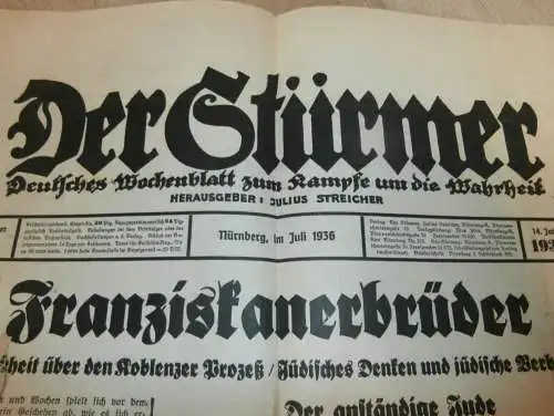 Der Stürmer , Juli 1936 , Judenfrage !!