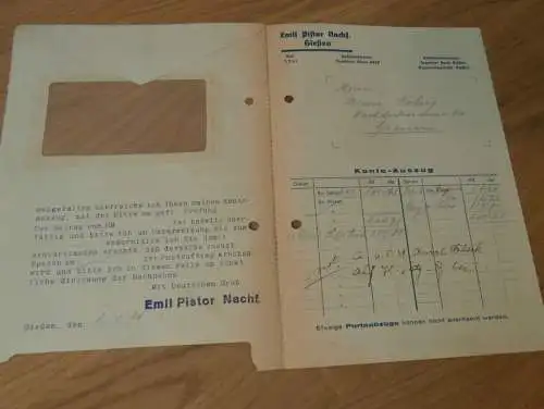 Drucksache - Emil Pistor Nachf. in Gießen , 1939 , altes Dokument / Rechnung , Reklame / Werbung , Giessen