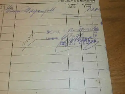 Lebensmittel - Adolf Geisse in Gießen , 1939 , altes Dokument / Rechnung , Reklame / Werbung , Giessen