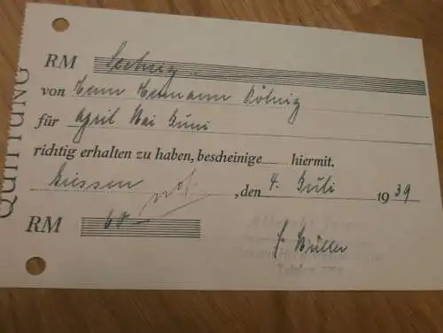 Steuerberatung - Albrecht Jaeger in Gießen , 1939 , altes Dokument / Rechnung , Reklame / Werbung , Giessen