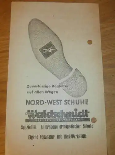 Schuhhaus - Waldschmidt in Gießen , 1939 , altes Dokument / Rechnung , Reklame / Werbung , Giessen