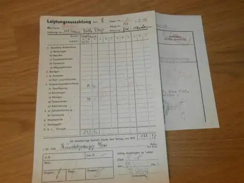 Leistungsauszahlung / Ausweis Judenburg / Gießen , 1942 , K. Dörig Bad Nauheim , Dokument / Rechnung , Reklame , Giessen