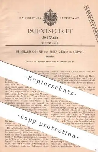 original Patent - Reinhard Oehme , Fritz Weber , Leipzig | 1901 | Badeofen | Ofen , Öfen , Ofenbauer , Bad , Heizung