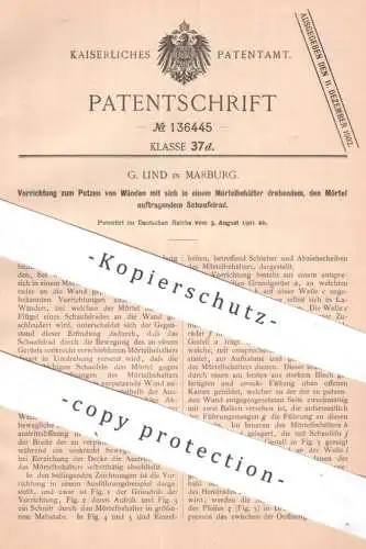 original Patent - G. Lind , Marburg | 1901 | Wände verputzen | Mörtel , Maurer , Wand verputzen , Bau , Hochbau , Zement