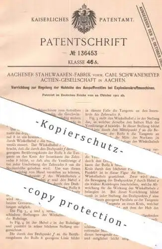 original Patent - Aachener Stahlwaaren Fabrik vorm. Carl Schwanemeyer AG Aachen | 1901 | Motor | Gasmotor Auspuff Ventil