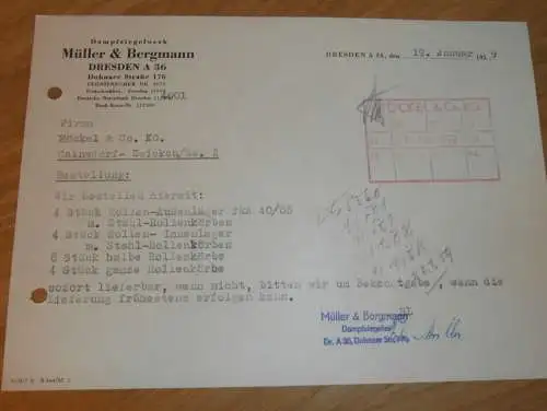 Dampfziegelwerk - Müller & Bergmann in Dresden , 1959 , alte Rechnung , Reklame / Werbung !!