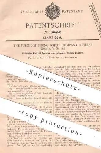 original Patent - The Furmidge Spring Wheel Company , Pierre , Dakota , USA | 1902 | Federndes Rad mit Speichen | Räder