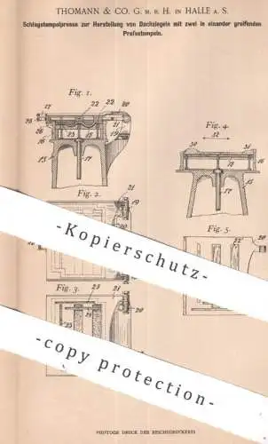 original Patent - Thomann & Co. GmbH , Halle / Saale | 1901 | Schlagstempelpresse für Dachziegel | Dach - Ziegel Presse