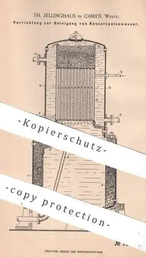 original Patent - Th. Jellinghaus , Camen Westfalen | 1901 | Reinigung von Kesselspeisewasser | Dampfkessel Wasserkessel
