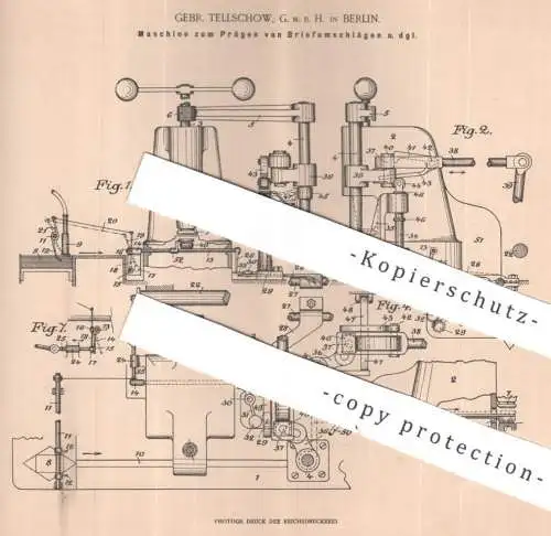 original Patent - Gebrüder Tellschow GmbH , Berlin | 1902 | Prägen von Briefumschlag | Papier , Kuvert , Brief , Post