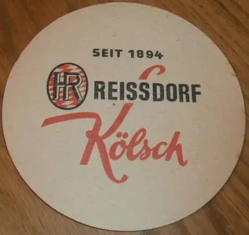 alter Bierdeckel Reissdorf Kölsch - seit 1894 , St. Kunibert in Köln , Brauerei , Bier , Reklame / Werbung !!