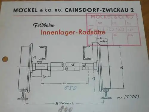 Möckel & Co in Cainsdorf - Zwickau , 1960 , Feldbahn , Radlager , Rechnung , Reklame / Werbung !!