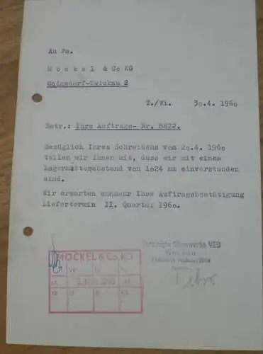 VEB Sägewerk Dessau , Faßfabrik Roßlau a. Elbe , 1960 , alte Rechnung , Reklame / Werbung !!