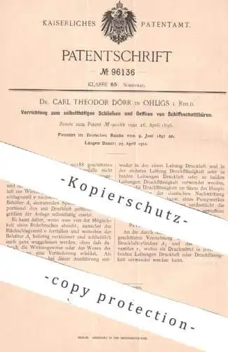 original Patent - Dr. Carl Theodor Dörr , Ohligs / Rhld. | 1897 | Schließen & Öffnen von Schiffsschotttüren | Schiff Tür