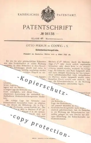 original Patent - Otto Pekrun , Coswig i. S. | 1897 | Globoidschneckengetriebe | Globoid - Schneckengetriebe | Getriebe