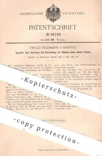 original Patent - Ewald Feldmann , Krefeld | 1897 | Geschirr , Harnisch | Weben Weberei Weber Webmaschine | Maillon