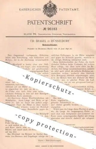 original Patent - Th. Brakel , Düsseldorf | 1897 | Bolzenschleuder | Bolzen - Schleuder | Waffen , Geschoss , Gewehr !!