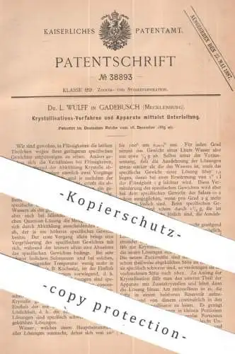 original Patent - Dr. L. Wulff , Gadebusch / Mecklenburg | 1885 | Verfahren zur Kristallisation | Zucker , Zuckerfabrik