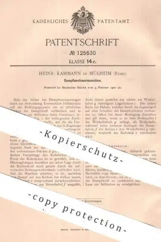 original Patent - Heinr. Kamman , Mülheim / Ruhr | 1901 | Dampfumsteuermaschine | Dampfmaschine | Motor , Gasmotor !!!