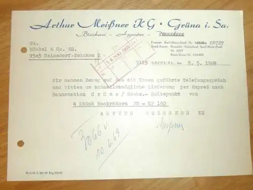 Arthur Meißner KG in Grüna i. Sa., 1969 , alte Rechnung , Reklame / Werbung !