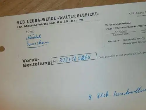 VEB Leuna Werke " Walter Ulbricht " in Leuna , 1969 , alte Rechnung , Reklame / Werbung !