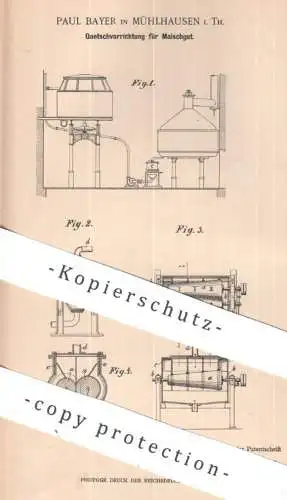 original Patent - Paul Bayer , Mühlhausen , i. Th. | 1900 | Quetschvorrichtung für Maischgut | Maische , Bier , Malz