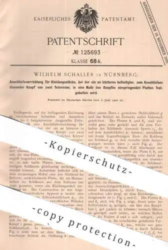 original Patent - Wilhelm Schaller , Nürnberg | 1900 | Anschließvorrichtung für Kleidungsstück | Verschluss für Kleidung