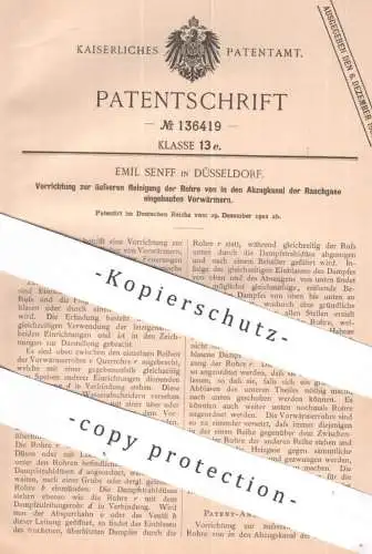 original Patent - Emil Senff , Düsseldorf | 1901 | Reinigung der äußeren Rohre von Vorwärmer | Feuerung , Ofen , Öfen