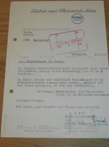 Dübel- und Holzwerk DÜHOWE in Loitz , 1970 , alte Rechnung , Reklame / Werbung !