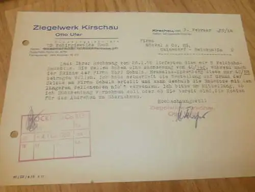 Ziegelwerk Kirschau - Otto Ufer , 1959 , alte Rechnung , Reklame / Werbung !!