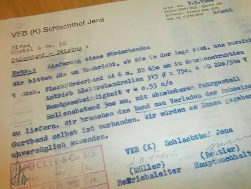 VEB Schlachthof Jena , 1960 , Hr. Müller , Hr. Beutler , alte Rechnung , Reklame / Werbung !!