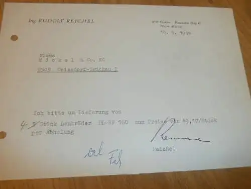 Ingenieur Rudolf Reichel in Dresden , 1969 , alte Rechnung , Reklame / Werbung !!