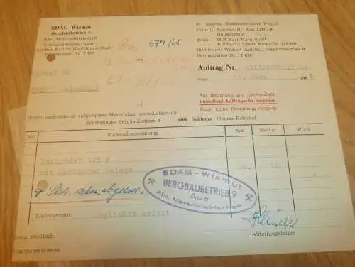 Bergbau - SDAG Wismut Aue , 1968 , alte Rechnung , Reklame / Werbung !!