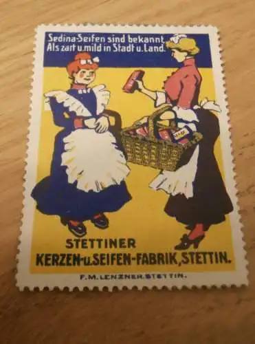 Seifen-Fabrik in Stettin , Reklamemarke , Seife , alte Marke , Reklame , Pommern !!